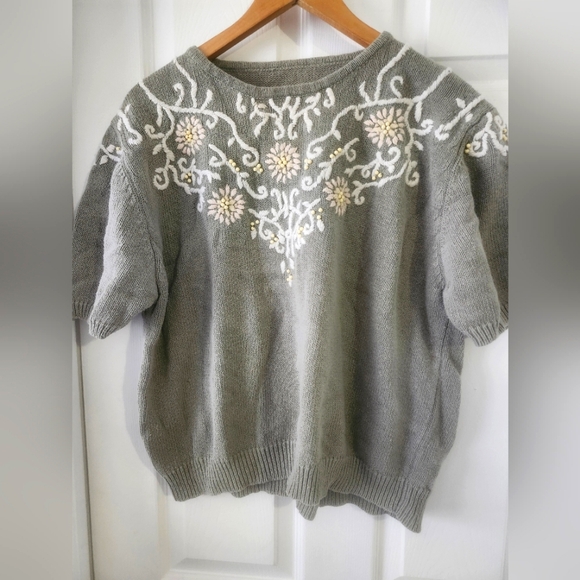 Short sleeve sweater mint/grey - Picture 1 of 2